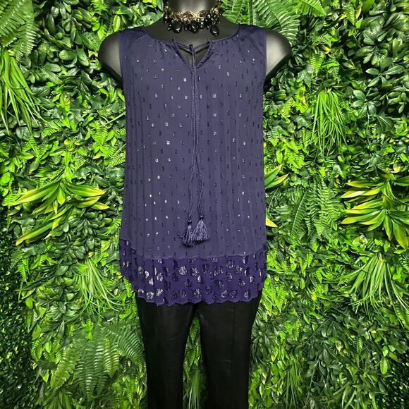 Lane Bryant Tops - LANE BRYANT Women Tops 16 Purple Blouse Sleeveless Tasseled Accent 1621